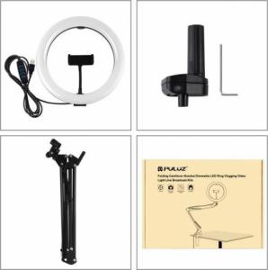 Lampa pierścieniowa Puluz PKT3090B LED 26 cm statyw biurkowy na klips 3