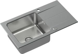 Zlewozmywak Steiner EDWARD 111 Fusion szary 780*440 z syfonem manualnym w zestawie z baterią Kate 3