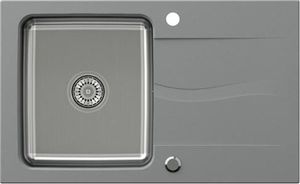 Zlewozmywak Steiner MICHAEL 111 Fusion Steingran Hybrid Plus szary z komorą stalową (780x480x190) z syfonem manualnym i zaślepką 2