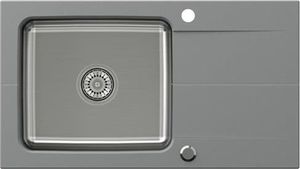 Zlewozmywak Steiner EDWARD 111 Fusion Steingran Hybrid Plus szary z komorą stalową (780x440x190) z syfonem manualnym i zaślepką 2