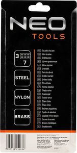 Neo Szczotki druciane (Szczotki druciane zestaw 3 szt, 3x7 rzędów (Szczotki wykonane z drutu stalowego , nylonowego i mosiężnego. Szczotka profilowana w sposób zwiększający efektywność czyszczenia.)) 3