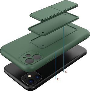 Wozinsky Wozinsky Kickstand Case elastyczne silikonowe etui z podstawką iPhone 11 Pro ciemnozielony 2