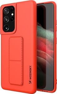 Wozinsky Wozinsky Kickstand Case elastyczne silikonowe etui z podstawką Samsung Galaxy S21 Ultra 5G czerwony 1
