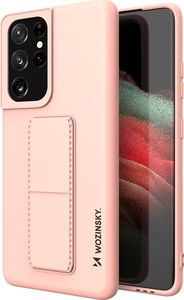 Wozinsky Wozinsky Kickstand Case elastyczne silikonowe etui z podstawką Samsung Galaxy S21 Ultra 5G różowy 1