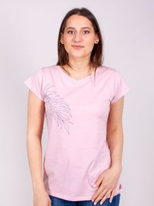 Yoclub Podkoszulka t-shirt bawełniany damski róż liść  L () - PK-049/TSH/WOM#L 1