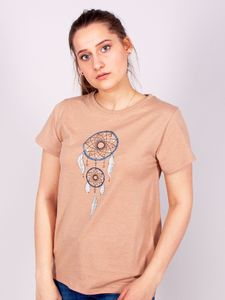 Yoclub Podkoszulka t-shirt bawełniany damski beż melanż łapacz snów  XL () - PK-058/TSH/WOM#XL 1