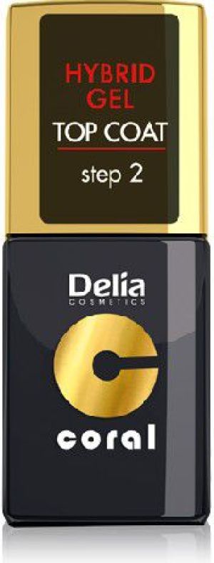 Delia Cosmetics Coral Hybrid Gel Emalia do paznokci Top Coat 11ml 1