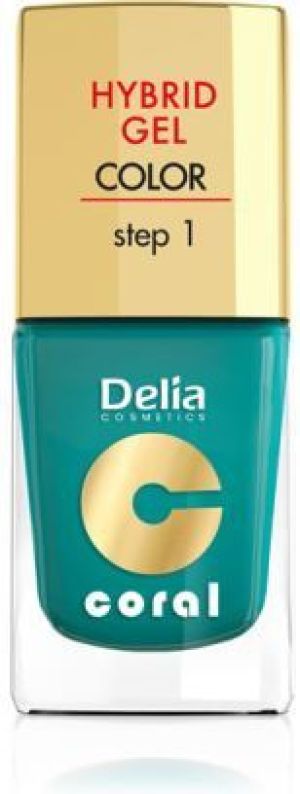 Delia Cosmetics Coral Hybrid Gel Emalia do paznokci nr 10 metaliczna zieleń 11ml 1
