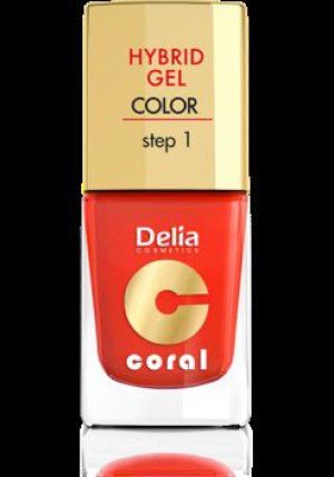 Delia Cosmetics Coral Hybrid Gel Emalia do paznokci nr 14 pomarańczowa czerwień 11ml 1