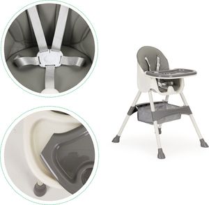 Ecotoys Krzesełko do karmienia 2w1, pasy 5 punktowe (1782) 7
