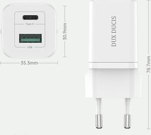 Ładowarka Dux Ducis C80 1x USB-A 1x USB-C 3 A (6934913050149) 3