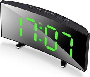 Lustrzany Zegar Cyfrowy Elektroniczny zakrzywiony ekran Led / Budzik / Termometr czarny 1
