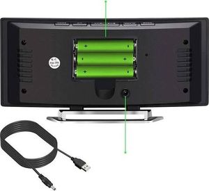 Lustrzany Zegar Cyfrowy Elektroniczny zakrzywiony ekran Led / Budzik / Termometr czarny 2