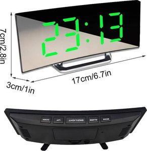 Lustrzany Zegar Cyfrowy Elektroniczny zakrzywiony ekran Led / Budzik / Termometr czarny 4