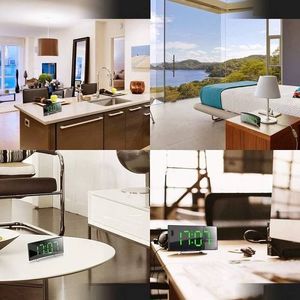 Lustrzany Zegar Cyfrowy Elektroniczny zakrzywiony ekran Led / Budzik / Termometr czarny 7