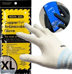 Rękawiczki Antybakteryjne Obsługa Telefonu NOVA Gloves 200 białe Rozm. XL 1