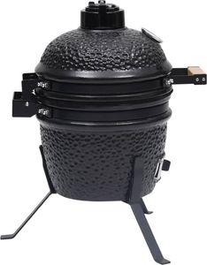 vidaXL Grill ogrodowy węglowy z wędzarnią ruszt 26.5 cm czarny 7