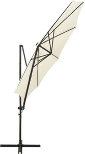 vidaXL Wiszący parasol z lampkami LED i słupkiem, piaskowy, 300 cm 3