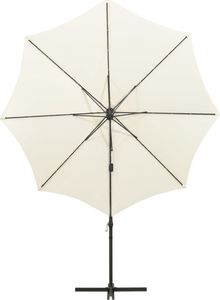 vidaXL Wiszący parasol z lampkami LED i słupkiem, piaskowy, 300 cm 4