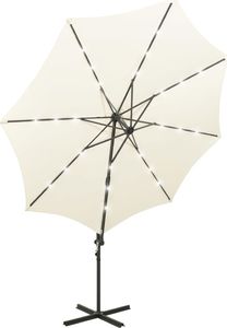 vidaXL Wiszący parasol z lampkami LED i słupkiem, piaskowy, 300 cm 5