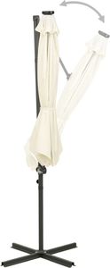 vidaXL Wiszący parasol z lampkami LED i słupkiem, piaskowy, 300 cm 7