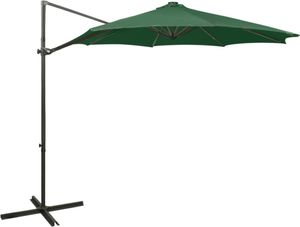 vidaXL Wiszący parasol z lampkami LED i słupkiem, zielony, 300 cm 1