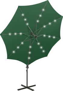 vidaXL Wiszący parasol z lampkami LED i słupkiem, zielony, 300 cm 6