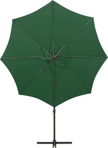 vidaXL Wiszący parasol z lampkami LED i słupkiem, zielony, 300 cm 7