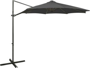 vidaXL Wiszący parasol z lampkami LED i słupkiem, antracytowy, 300 cm 1