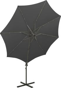 vidaXL Wiszący parasol z lampkami LED i słupkiem, antracytowy, 300 cm 5