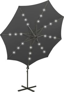 vidaXL Wiszący parasol z lampkami LED i słupkiem, antracytowy, 300 cm 6