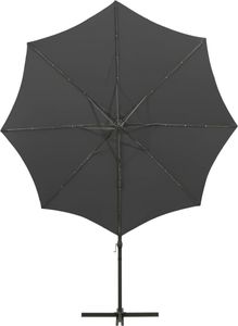 vidaXL Wiszący parasol z lampkami LED i słupkiem, antracytowy, 300 cm 7