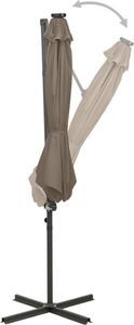 vidaXL Wiszący parasol z lampkami LED i słupkiem, kolor taupe, 300 cm 4