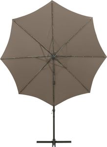 vidaXL Wiszący parasol z lampkami LED i słupkiem, kolor taupe, 300 cm 7