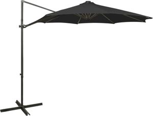 vidaXL Wiszący parasol z lampkami LED i słupkiem, czarny, 300 cm 1