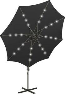 vidaXL Wiszący parasol z lampkami LED i słupkiem, czarny, 300 cm 6