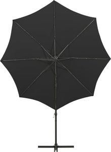 vidaXL Wiszący parasol z lampkami LED i słupkiem, czarny, 300 cm 7