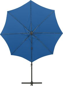 vidaXL Wiszący parasol z lampkami LED i słupkiem, lazurowy, 300 cm 7