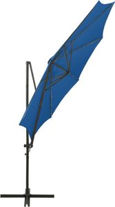 vidaXL Wiszący parasol z lampkami LED i słupkiem, lazurowy, 300 cm 8