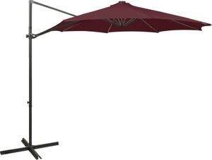 vidaXL Wiszący parasol ze słupkiem i lampkami LED, bordowy, 300 cm 1