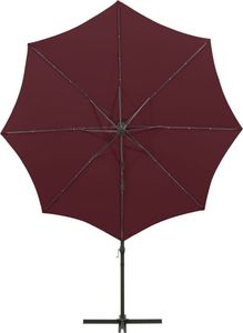 vidaXL Wiszący parasol ze słupkiem i lampkami LED, bordowy, 300 cm 7
