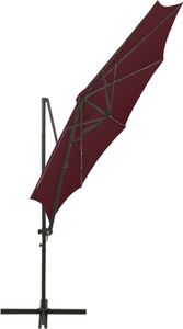 vidaXL Wiszący parasol ze słupkiem i lampkami LED, bordowy, 300 cm 8