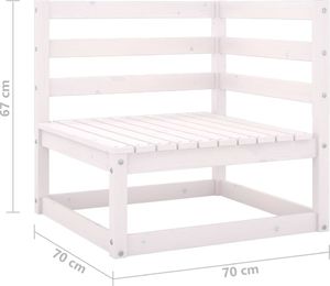 vidaXL Ogrodowa sofa narożna, biała, lite drewno sosnowe 6