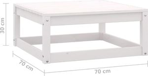 vidaXL Stołek ogrodowy, 70x70x30 cm, biały, lite drewno sosnowe 5