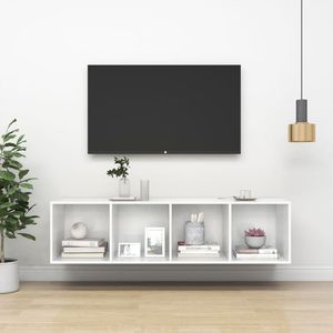 vidaXL Wisząca szafka TV, biała, wysoki połysk, 37x37x142,5 cm 1
