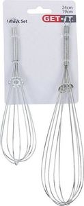 GET-IT Trzepaczka STALOWA ubijaczka ubijak do jajek ciasta sosu zestaw komplet 2 sztuki 19 cm / 24 cm 5