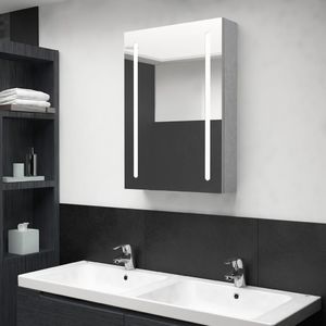 vidaXL Szafka łazienkowa z lustrem i LED, szarość betonu, 50x13x70 cm 1