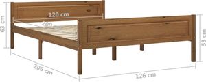 vidaXL Rama łóżka z litego drewna sosnowego, miodowy brąz, 120x200 cm 6