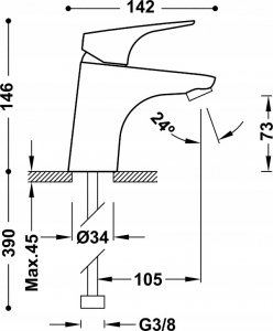 Bateria umywalkowa Tres CANIGO-TRES BATERIA UMYWALKOWA B/K 3