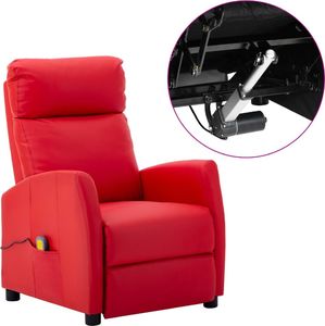 vidaXL Rozkładany fotel masujący, elektryczny, czerwony, ekoskóra 1